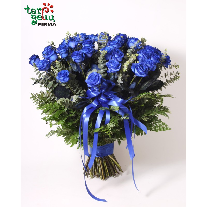 Bouquet of 50 Blue Roses